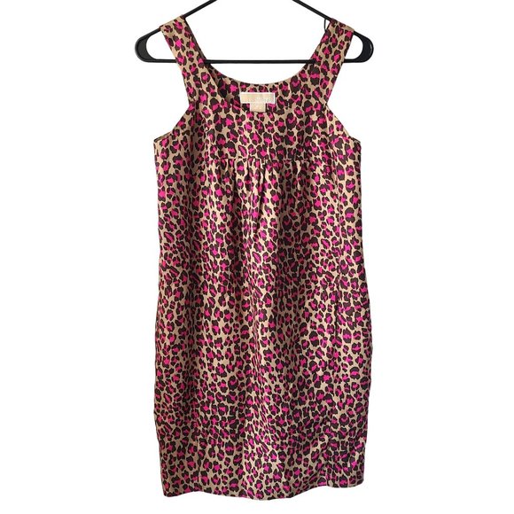 Michael Kors Silk Pink Leopard Print Sleeveless Dress Women's Size 2 - Picture 1 of 12